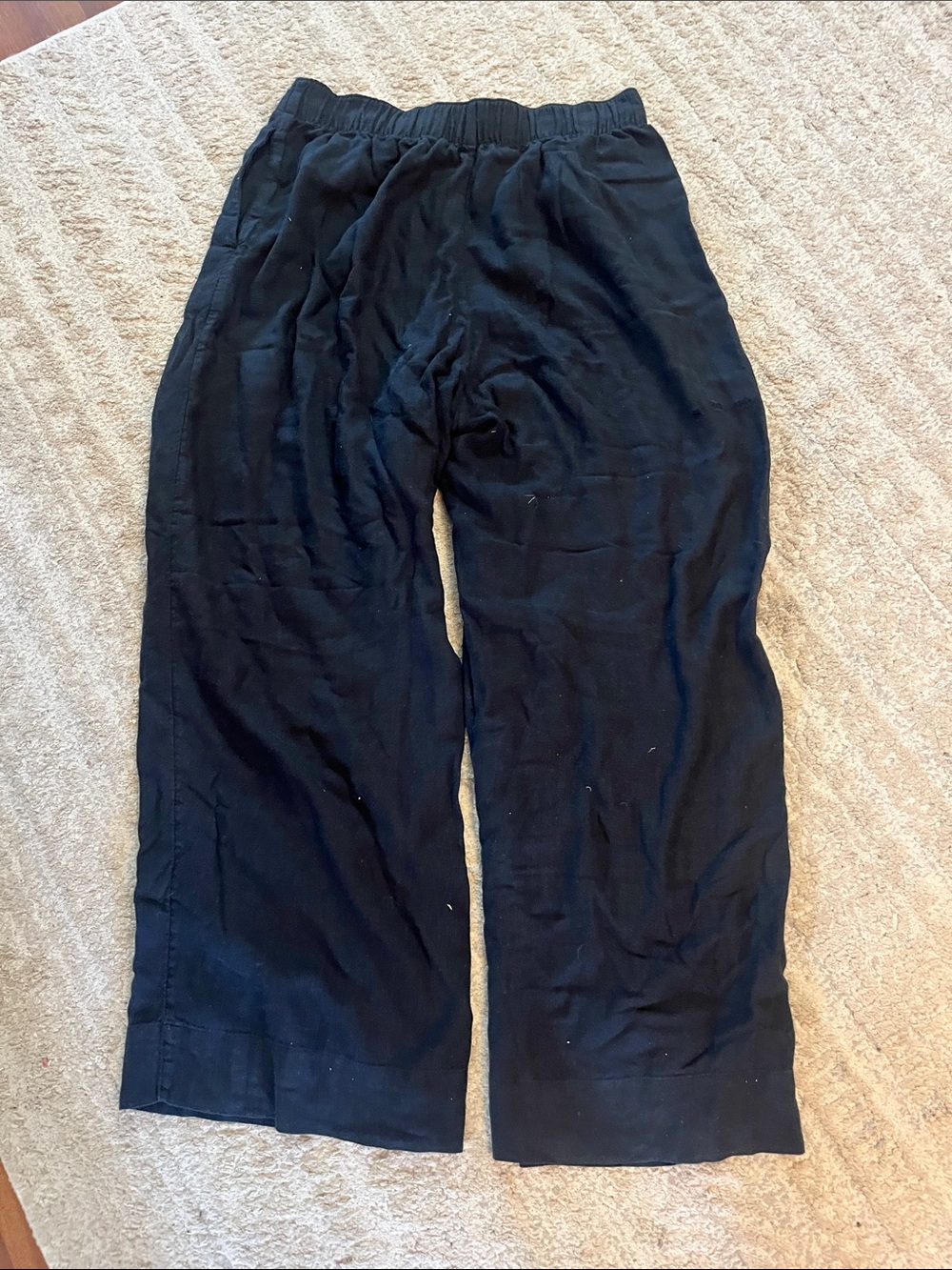 Abercrombie and Fitch Black Relaxed Fit Linen-Blend Pull On Pants Medium - Picture 8 of 8